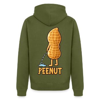 Peenut Lustige Erdnuss Wortspiel Cartoon Humor - Unisex Premium Bio Zip Hoodie - Khaki - Hinten - Nico (187cm)