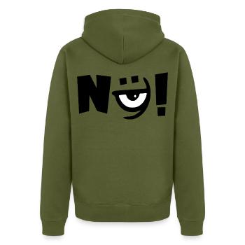 Nein Nö Auge - Unisex Premium Bio Zip Hoodie - Khaki - Hinten - Nico (187cm)
