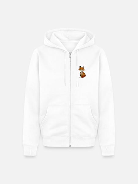 Schlau wie ein Fuchs - T-Shirts, Babykleidung - Unisex Premium Bio Zip Hoodie - Weiß