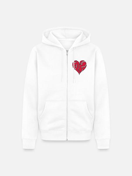 HEARTBROKEN <3 - Unisex Premium Bio Zip Hoodie - Weiß