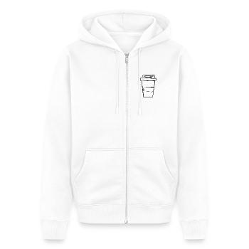 Coffee to go. - Unisex Premium Bio Zip Hoodie - Weiß - Vorne - Thijin (182cm) & Selfina (174cm)