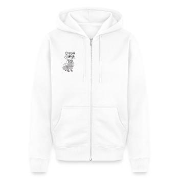 Geschäftiger Fuchs - Unisex Premium Bio Zip Hoodie - Weiß - Vorne - Thijin (182cm) & Selfina (174cm)