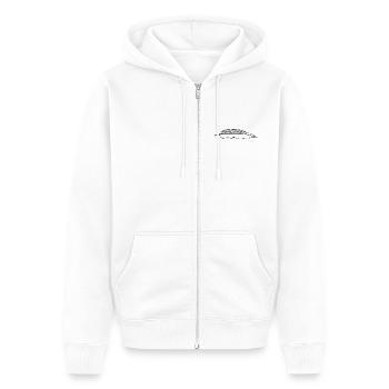 feather - Unisex Premium Organic Zip Hoodie - white - Front - Thijin (182cm) & Selfina (174cm)