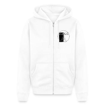 Mensch Leonardo da Vinci invertiert - Unisex Premium Bio Zip Hoodie - Weiß - Vorne - Thijin (182cm) & Selfina (174cm)