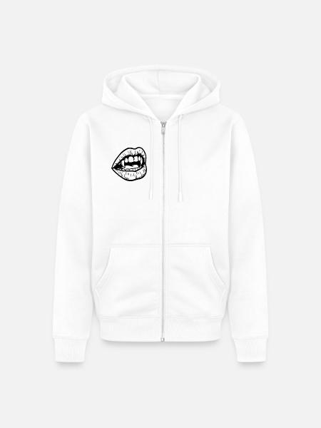 Vampir Mund - Unisex Premium Bio Zip Hoodie - Weiß