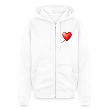 Herz mit Herbstblättern aus den Cévennen - Unisex Premium Bio Zip Hoodie - Weiß - Vorne - Thijin (182cm) & Selfina (174cm)