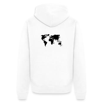 Welt - Unisex Premium Bio Zip Hoodie - Weiß - Hinten - Thijin (182cm)