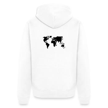 Welt - Unisex Premium Bio Zip Hoodie - Weiß - Hinten - Thijin (182cm)