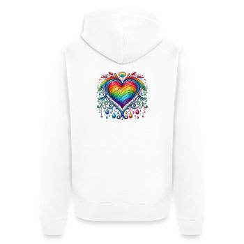 Coeur arc-en-ciel - Veste à capuche bio Premium Unisexe - blanc - Dos - Thijin (182cm)