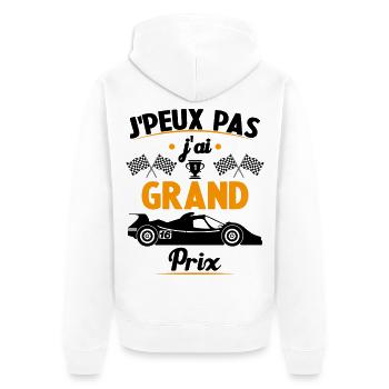 Je peux pas j'ai Grand Prix - Veste à capuche bio Premium Unisexe - blanc - Dos - Thijin (182cm)