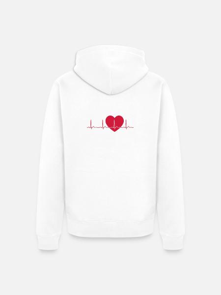 Heartbeat ECG Line Medical Pulse Wave Icon Vector - Unisex Premium Organic Zip Hoodie - white