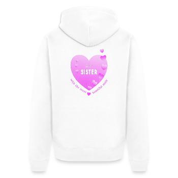 best sister - Unisex Premium Bio Zip Hoodie - Weiß - Hinten - Thijin (182cm)