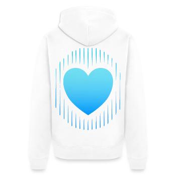 blaues Herz blaue Linien - Unisex Premium Bio Zip Hoodie - Weiß - Hinten - Thijin (182cm)
