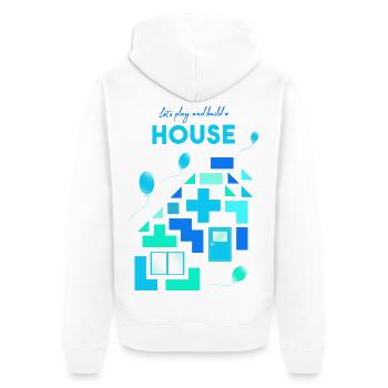 Bausteine Steine bauen spielen - Unisex Premium Bio Zip Hoodie - Weiß - Hinten - Thijin (182cm)