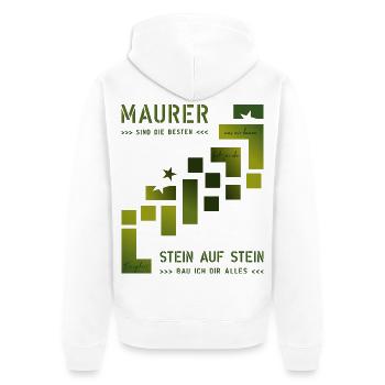 Maurer Hochbau Steinmetz - Unisex Premium Bio Zip Hoodie - Weiß - Hinten - Thijin (182cm)