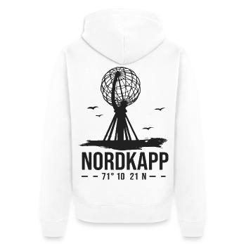 Nordkap Nordkap Norwegen Nordkap - Unisex Premium Bio Zip Hoodie - Weiß - Hinten - Thijin (182cm)