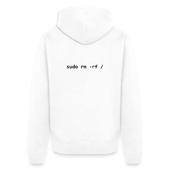 sudo rm rf - Unisex Premium Bio Zip Hoodie - Weiß - Hinten - Thijin (182cm)