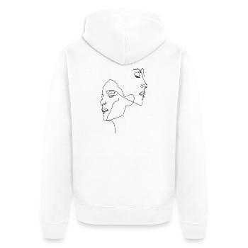 ONE LINE - Frauen Gesichter - Unisex Premium Bio Zip Hoodie - Weiß - Hinten - Thijin (182cm)