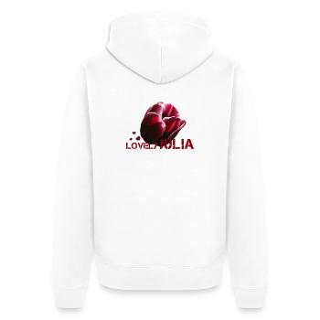 Julia Juliane - Unisex Premium Bio Zip Hoodie - Weiß - Hinten - Thijin (182cm)