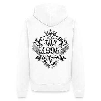 1995 Juli 1995 Geburtstag Juli 1995 - Unisex Premium Bio Zip Hoodie - Weiß - Hinten - Thijin (182cm)