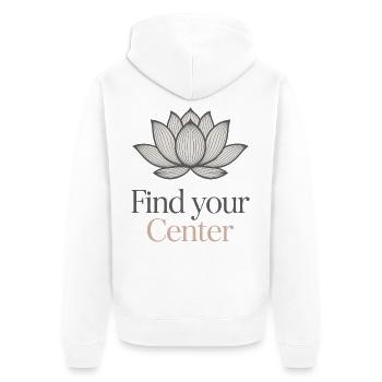 Find Your Center Lotus Blume - Unisex Premium Bio Zip Hoodie - Weiß - Hinten - Thijin (182cm)