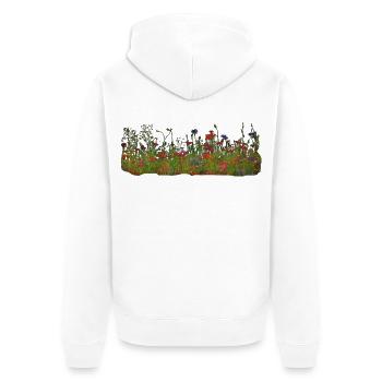 Wiesenwildblumen Musterdruck - Unisex Premium Bio Zip Hoodie - Weiß - Hinten - Thijin (182cm)