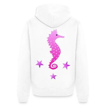 rosa Seepferdchen Wasserratte Schwimmabzeichen - Unisex Premium Bio Zip Hoodie - Weiß - Hinten - Thijin (182cm)