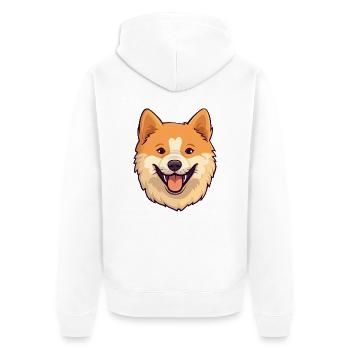 Finnischer Spitz Hunderasse Aquarell Karikatur Kawaii - Unisex Premium Bio Zip Hoodie - Weiß - Hinten - Thijin (182cm)