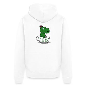 T-rex - Unisex Premium Bio Zip Hoodie - Weiß - Hinten - Thijin (182cm)