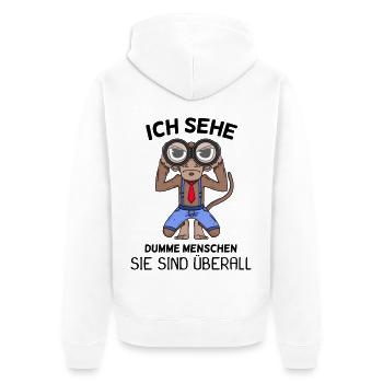 Ich sehe dumme Menschen Spruch lustig Affe - Unisex Premium Bio Zip Hoodie - Weiß - Hinten - Thijin (182cm)