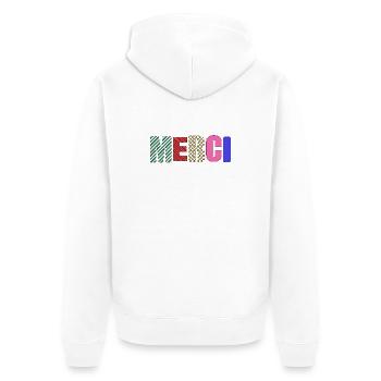 Vielen Dank - Unisex Premium Bio Zip Hoodie - Weiß - Hinten - Thijin (182cm)