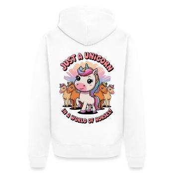 Juste une licorne dans un monde de chevaux ! - Veste à capuche bio Premium Unisexe - blanc - Dos - Thijin (182cm)