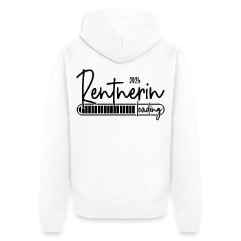 Rentnerin 2026 Loading - Unisex Premium Bio Zip Hoodie - Weiß - Hinten - Thijin (182cm)