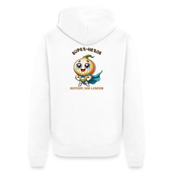 Superheld - Retter der Tränen - Unisex Premium Bio Zip Hoodie - Weiß - Hinten - Thijin (182cm)