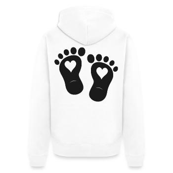 Kinderfüße Baby Geburt - Unisex Premium Bio Zip Hoodie - Weiß - Hinten - Thijin (182cm)