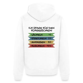 Ich spare für den Führerschein - Unisex Premium Bio Zip Hoodie - Weiß - Hinten - Thijin (182cm)