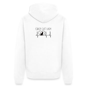 Katzen Hauskatze Herzschlag - Unisex Premium Bio Zip Hoodie - Weiß - Hinten - Thijin (182cm)