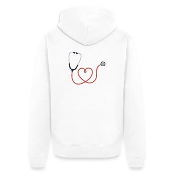 Stethoskop Logo Symbol Symbol - Unisex Premium Bio Zip Hoodie - Weiß - Hinten - Thijin (182cm)
