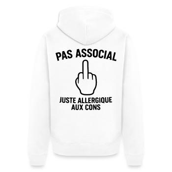 Nicht asozial, nur allergisch gegen Idioten - Unisex Premium Bio Zip Hoodie - Weiß - Hinten - Thijin (182cm)