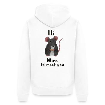 Hi, Mice to meet you - Maus Wortspiel - Unisex Premium Bio Zip Hoodie - Weiß - Hinten - Thijin (182cm)