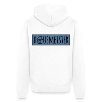 Hausmeister - Unisex Premium Bio Zip Hoodie - Weiß - Hinten - Thijin (182cm)