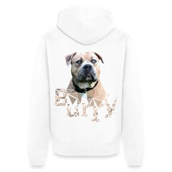 American Bully Farbe - Unisex Premium Bio Zip Hoodie - Weiß - Hinten - Thijin (182cm)