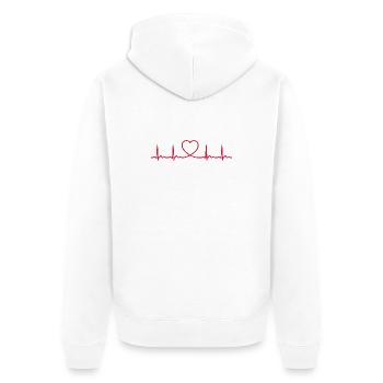 Herzschlag-EKG-Linie Medizinischer Pulswellen-Ikon-Vektor - Unisex Premium Bio Zip Hoodie - Weiß - Hinten - Thijin (182cm)