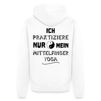 mittelfinger yoga - Unisex Premium Bio Zip Hoodie - Weiß - Hinten - Thijin (182cm)