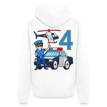 4 Geburtstag Polizei Auto 4 Jahre alt Polizist - Unisex Premium Bio Zip Hoodie - Weiß - Hinten - Thijin (182cm)
