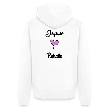 RUHESTAND. RUHESTAND. PENSIONIERT. RUHESTAND - Unisex Premium Bio Zip Hoodie - Weiß - Hinten - Thijin (182cm)