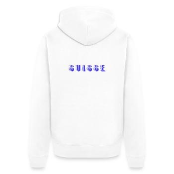 SCHWEIZ. LAND. GENF. SCHWEIZ. HUMOR. LAND - Unisex Premium Bio Zip Hoodie - Weiß - Hinten - Thijin (182cm)