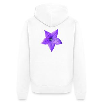 lila Blume - Unisex Premium Bio Zip Hoodie - Weiß - Hinten - Thijin (182cm)