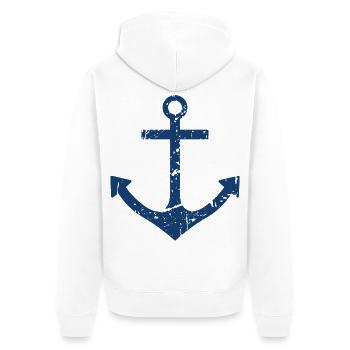 Anker - Unisex Premium Bio Zip Hoodie - Weiß - Hinten - Thijin (182cm)