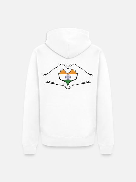 Indien Flagge Herzform - Unisex Premium Bio Zip Hoodie - Weiß